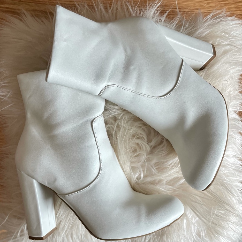 White High Heel Ankle Boots